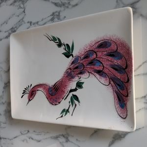 VTG Ceramic Peacock Tray